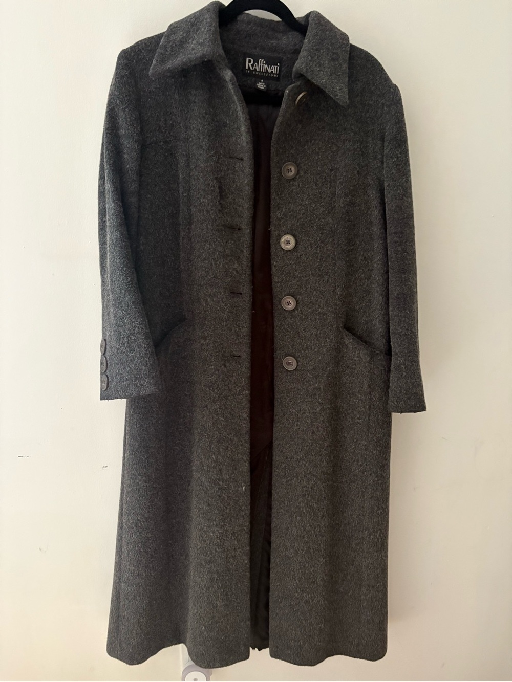 Raffinati Women's Charcoal Wool Long Coat